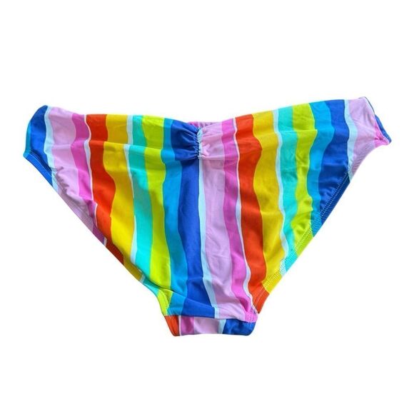 Bleu Rod Beattie Multi Rainbow Stripe Ruched Bikini Bottom 8 NWT - Picture 4 of 5